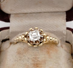Victorian .55 Carat Old Mine Cut Diamond Rare Solitaire Ring