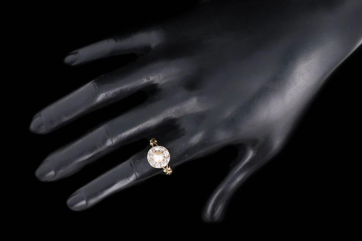 Victorian Pearl & Old Mine Cut Diamond Ring 1