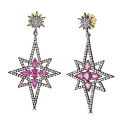 Victorian 6.00 Cttw Natural Pink Tourmaline/Diamond Earrings In 18K/SS