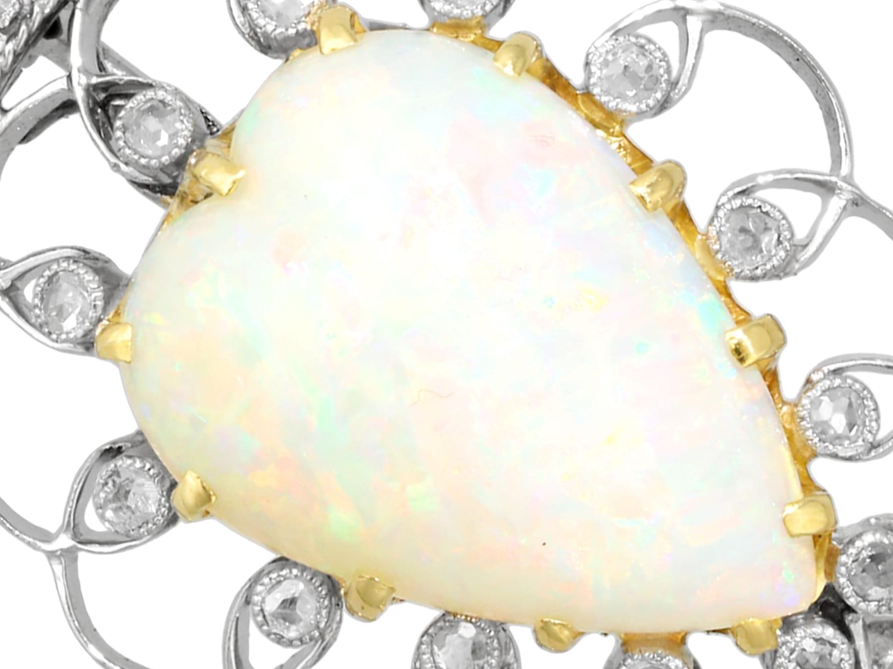 Late Victorian Victorian 5.95 Carat Opal and Diamond Platinum Brooch For Sale