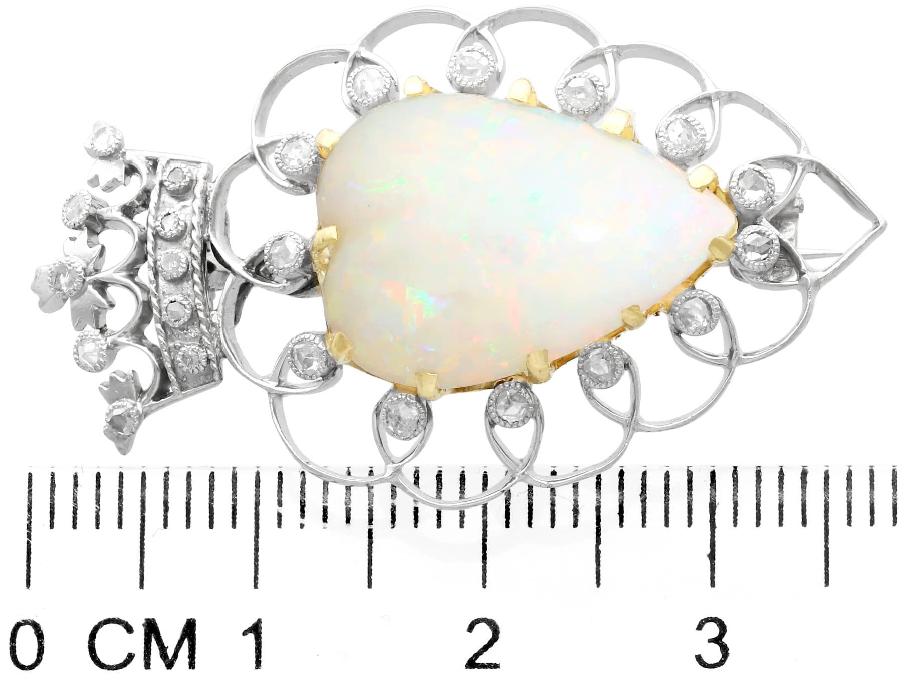 Victorian 5.95 Carat Opal and Diamond Platinum Brooch For Sale 2