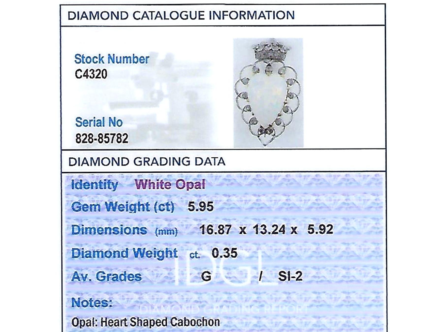Viktorianische Platinbrosche mit 5,95 Karat Opal und Diamant im Angebot 3