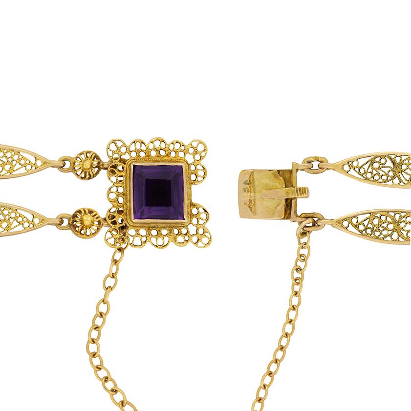 Vittoriano Bracciale vittoriano con ametista da 5 carati, 1880 ca. in vendita
