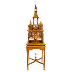 Victorian 6' Tall Hand Carved Mahogany Birdcage on Stand