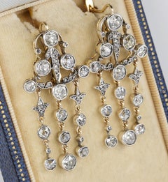 Victorian 6.0 Carat Diamond Plus Rare Chandelier Earrings