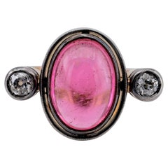 Antique Victorian 6.00 Ct Pink Tourmaline Diamond Trilogy Ring