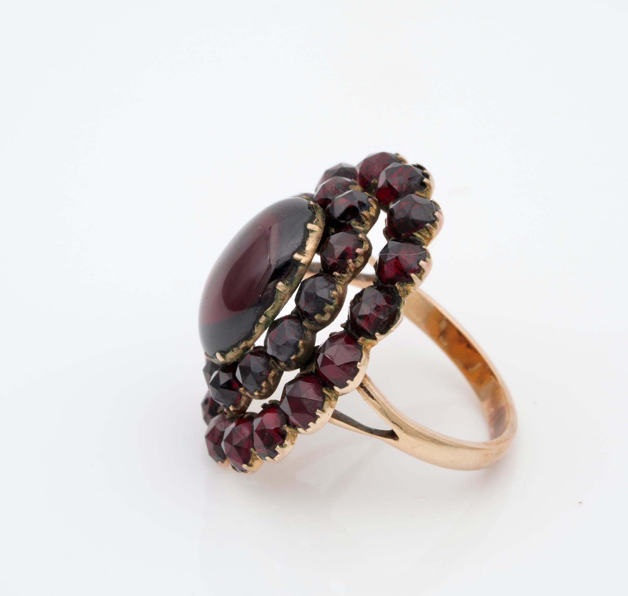 Victorian 6.30 Ct Bohemian Garnet Plus Solid Gold Antique Ring For Sale 1