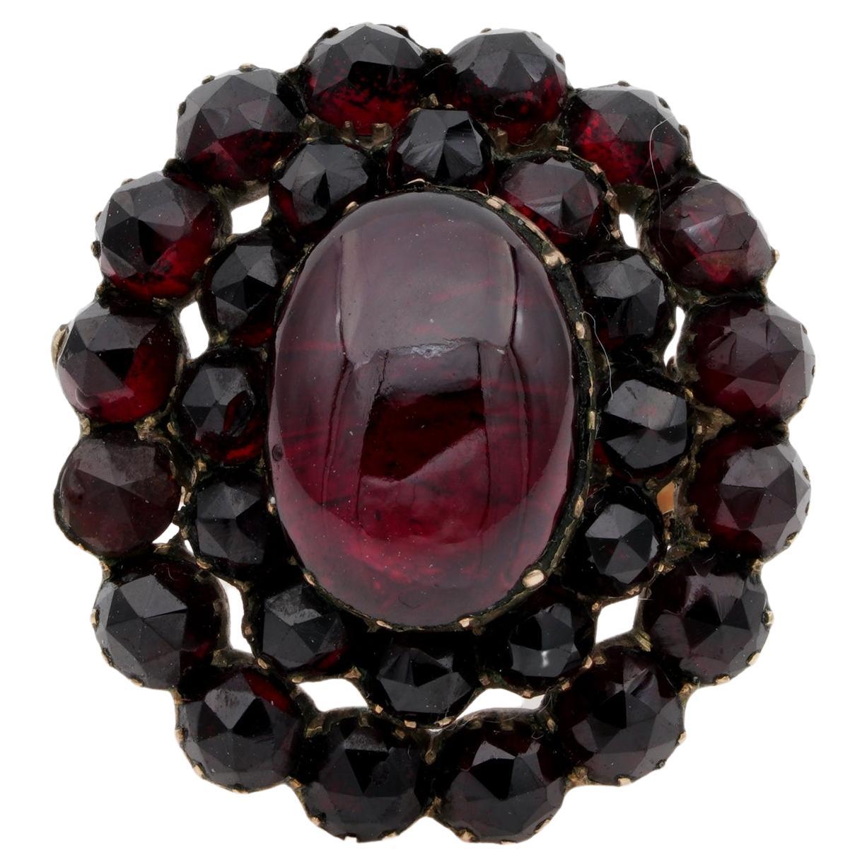 Victorian 6.30 Ct Bohemian Garnet Plus Solid Gold Antique Ring For Sale