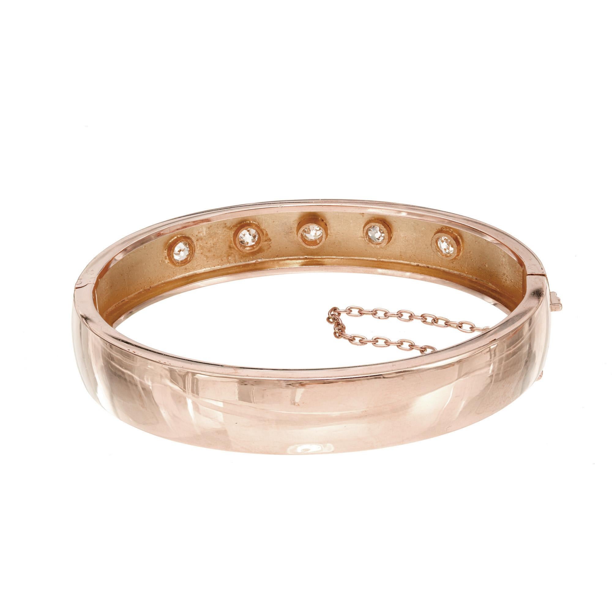 Bracelet jonc victorien en or rose avec diamants de 0,65 carat Pour femmes en vente