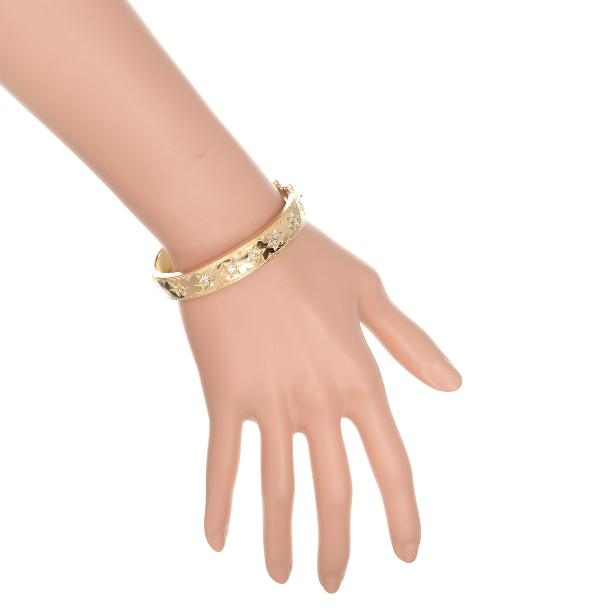 Bracelet jonc victorien en or rose avec diamants de 0,65 carat en vente 1