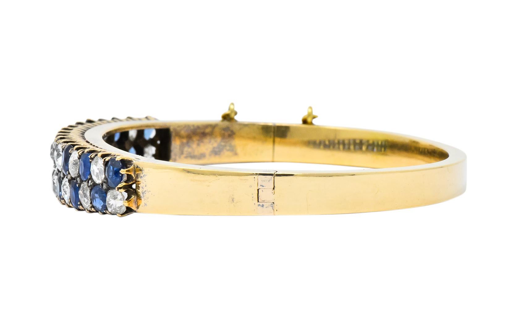 Women's or Men's Victorian 6.65 Carat Diamond Sapphire 18 Karat Gold Bangle Bracelet