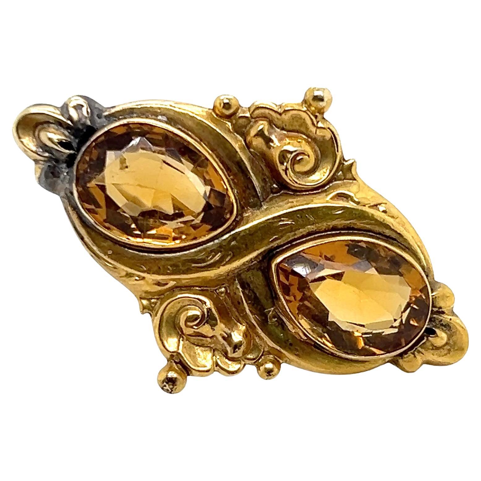 Broche Victorienne 7.51 TCW Pear Shaped Golden Citrine
10k Yellow Gold Brooch 1860s