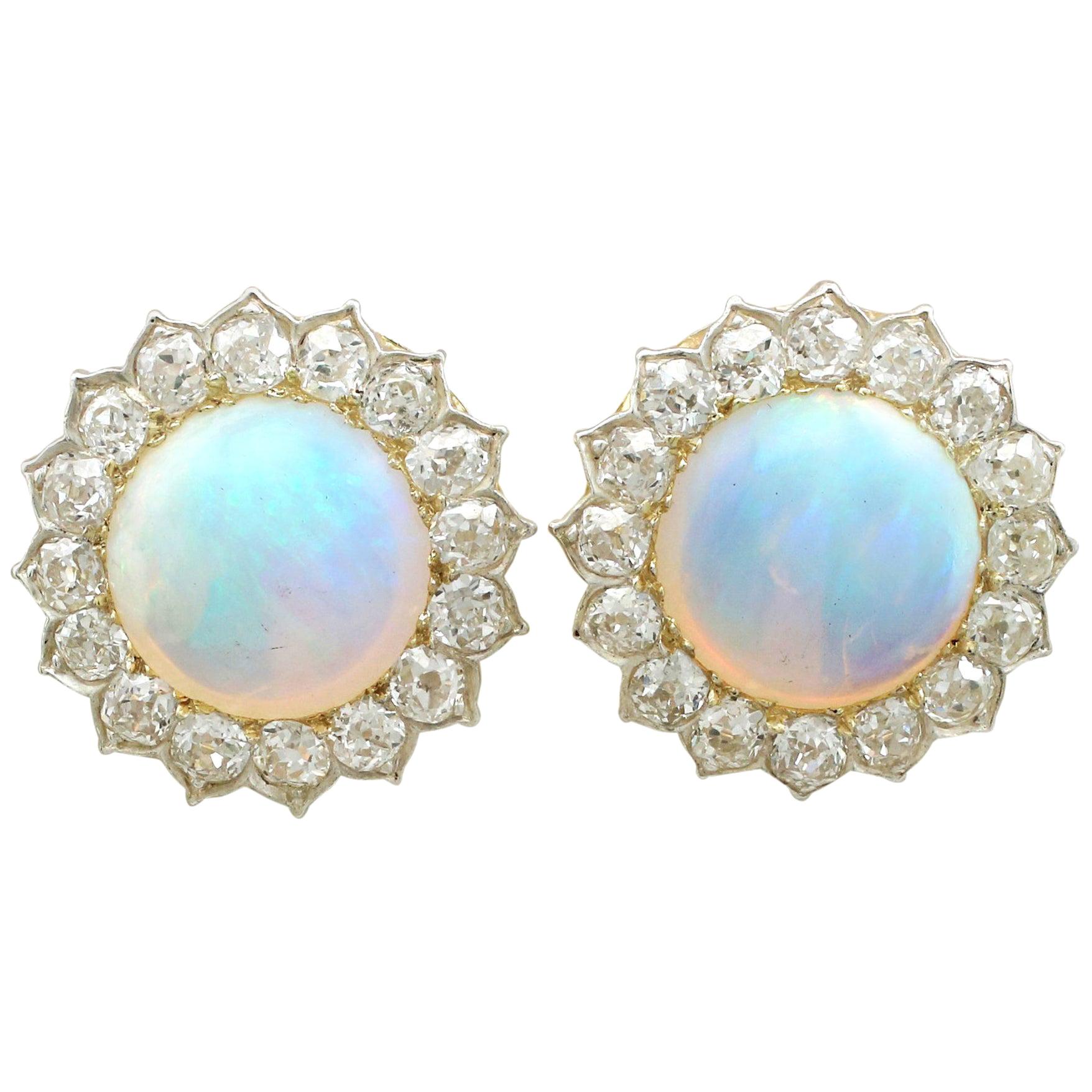 Yellow Gold Fire Opal Amber and Opal Earrings at 1stDibs