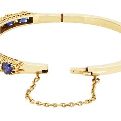 Victorian 7.80ct Sapphire and Diamond Bangle, c.1880s
