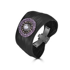 Victoriana 8 Cttw. Pulsera Retro Zafiro Rosa, Perla y Diamante