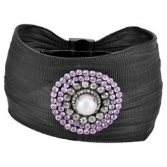 Victorian 8 Cttw. Pink Sapphire, Pearl and Diamond Retro Bracelet 