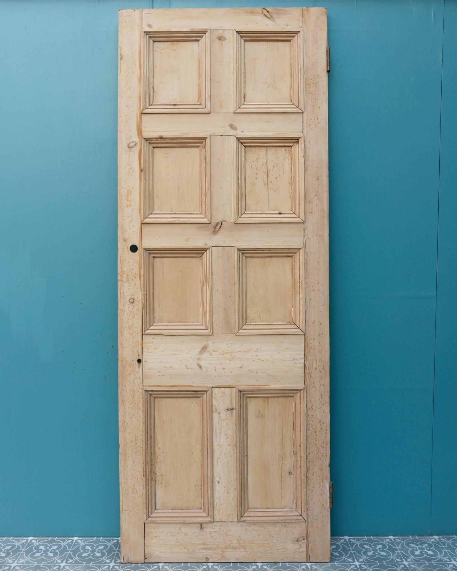 English Victorian 8-Panel Pine Front Door For Sale