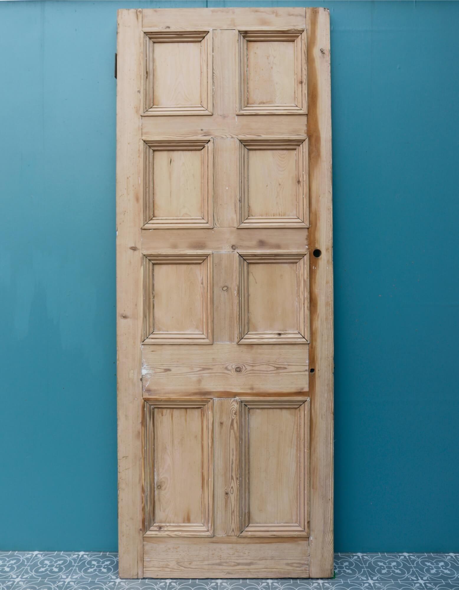 19th Century Victorian 8-Panel Pine Front Door For Sale