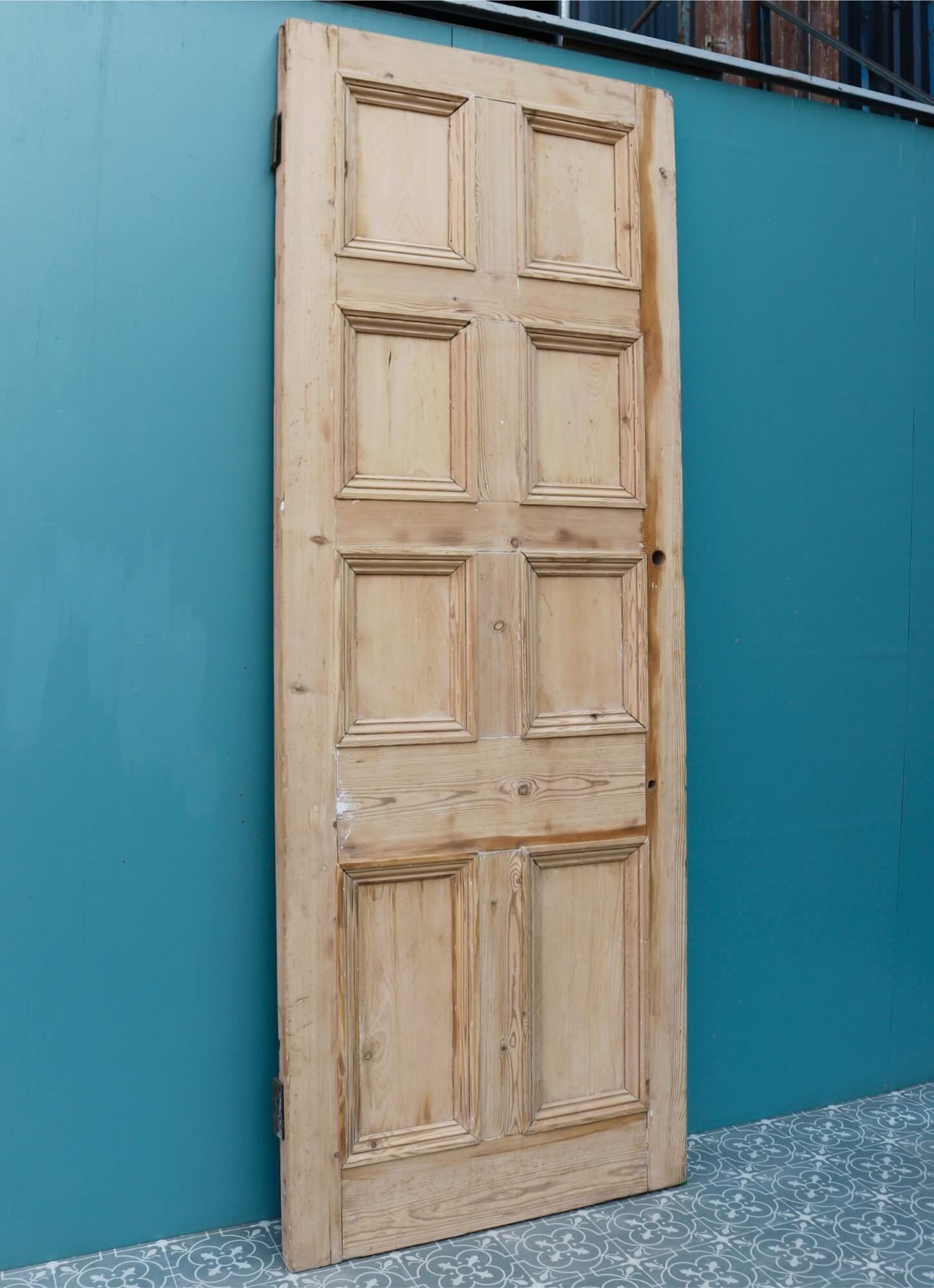 Wood Victorian 8-Panel Pine Front Door For Sale