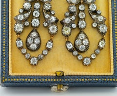 Victorian 8.0 Ct Old Mine Diamond Long Pendant Earrings 18 KT Silver Top