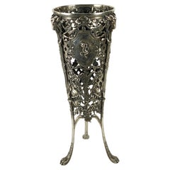 Antique Victorian 800 Silver Ornate Vase Holder