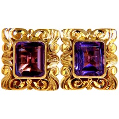 Victorian 8.50 Carat Natural Amethyst Earrings 18 Karat