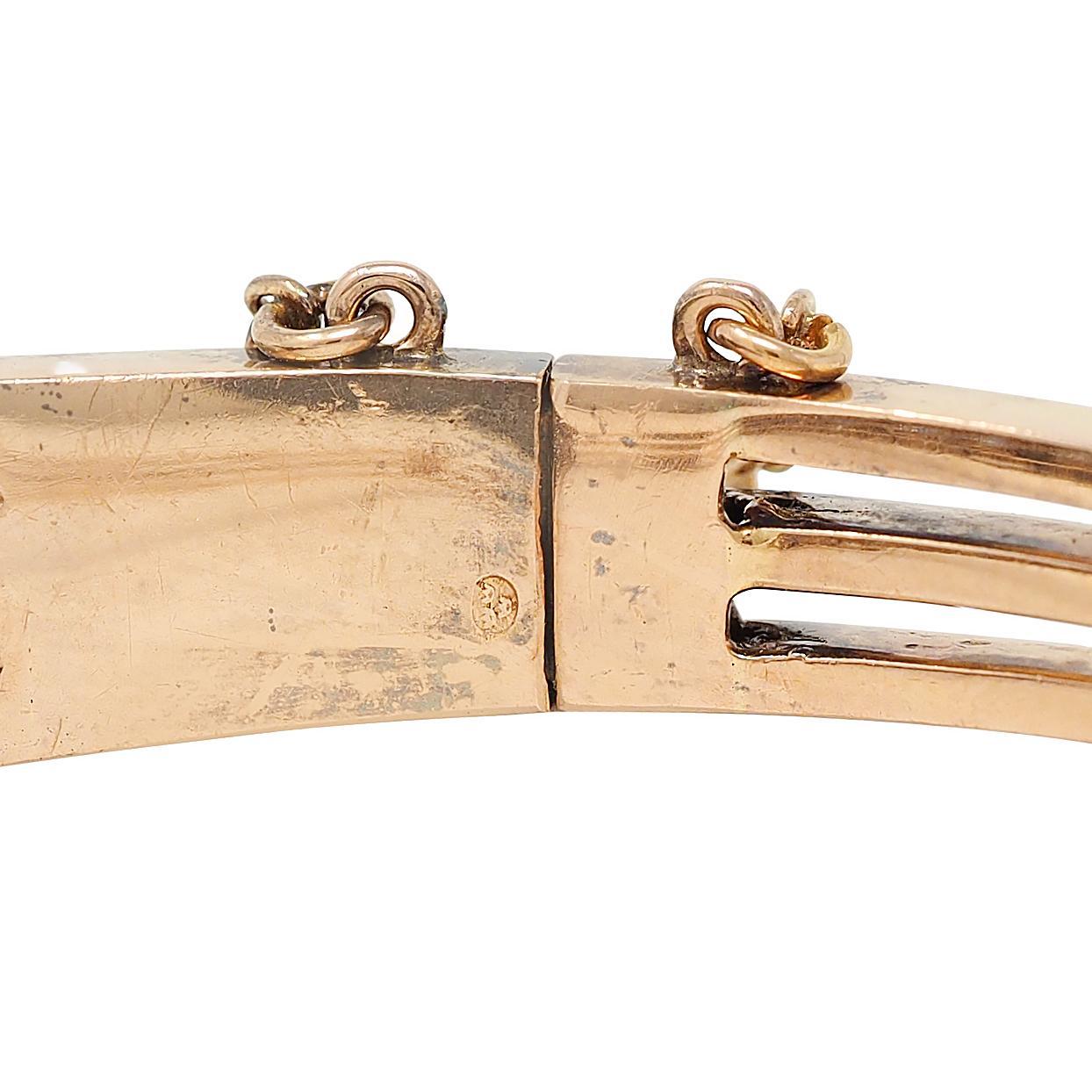 Bracelet jonc ancien victorien en or 18 carats, diamants et saphirs de 8,51 carats poids total en vente 3