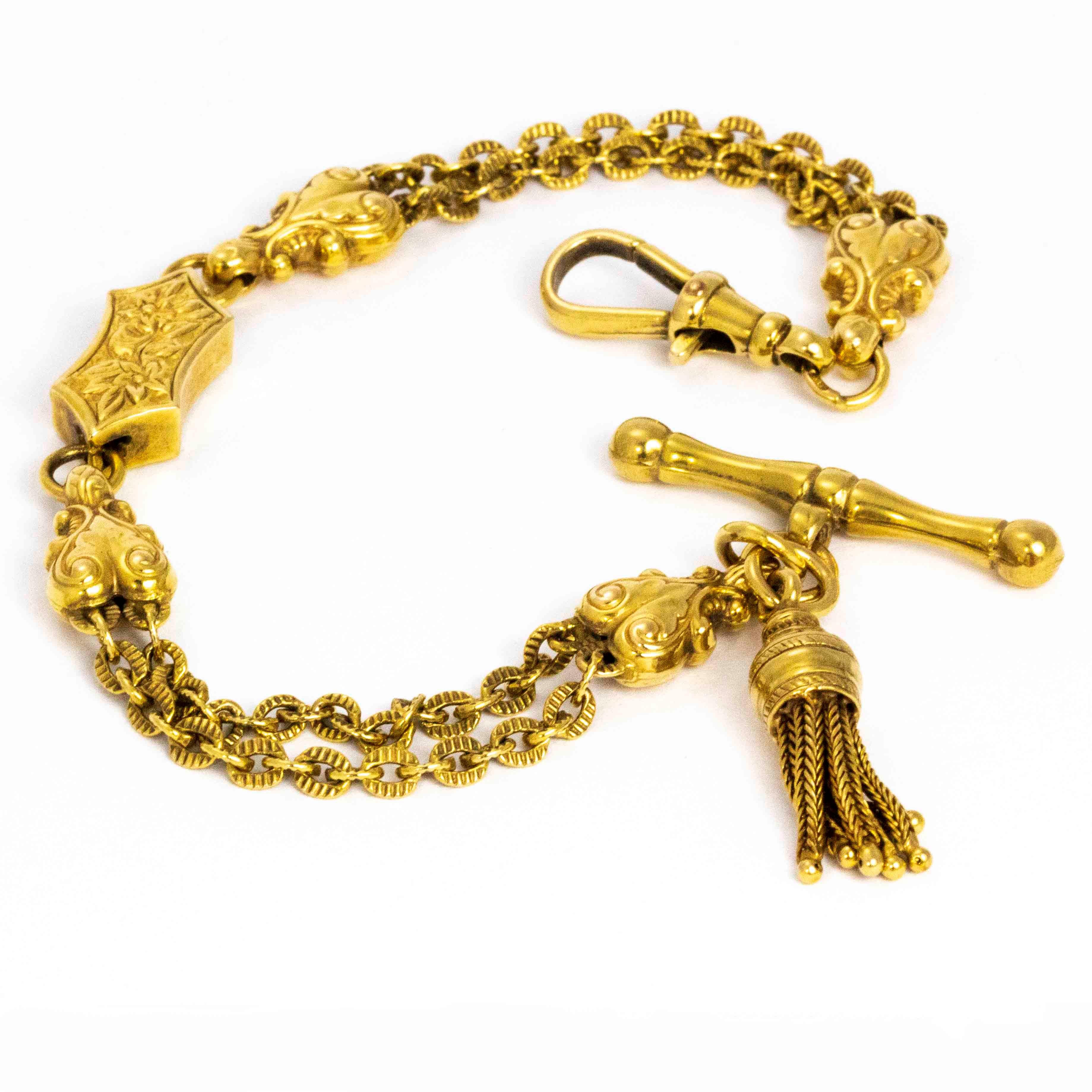 Victorian 9 Carat Albertina Bracelet In Good Condition In Chipping Campden, GB