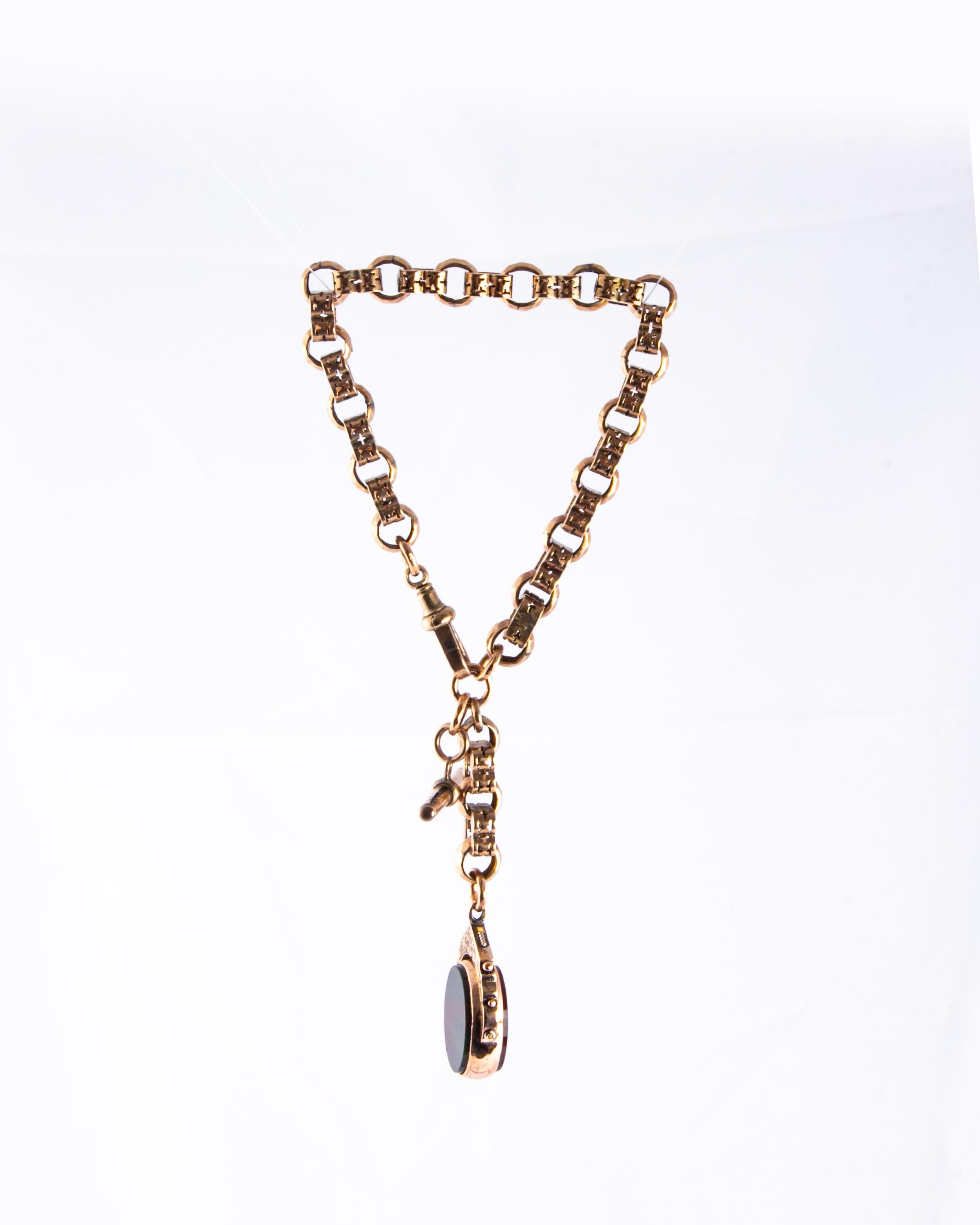 Men's Victorian 9 Carat Gold Albert Chain with Spinning Fob