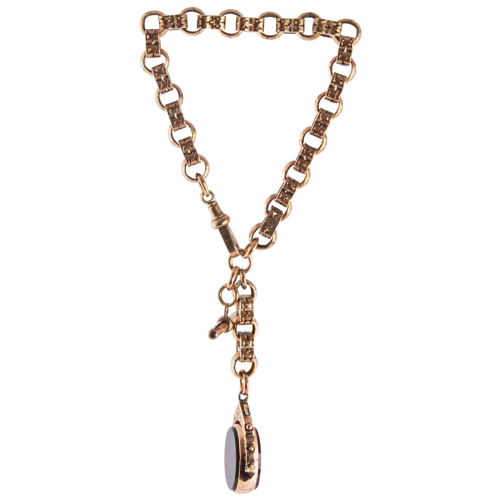 Victorian 9 Carat Gold Albert Chain with Spinning Fob