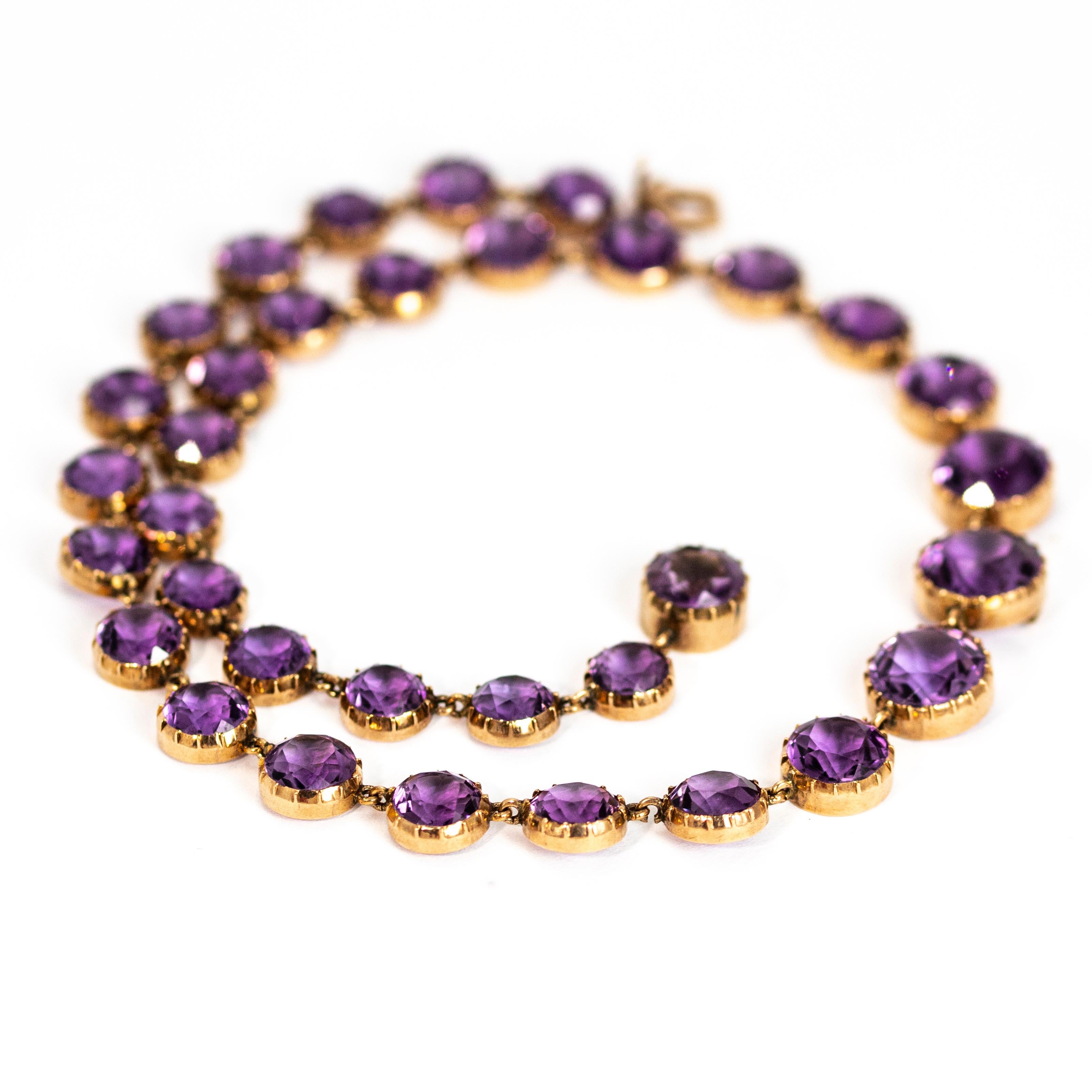 Victorian 9 Carat Gold Amethyst Riviere Necklace 2
