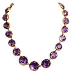 Antique Victorian 9 Carat Gold Amethyst Riviere Necklace