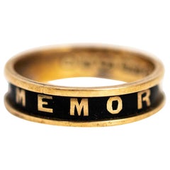 Victorian 9 Carat Gold and Black Enamel Mourning Band
