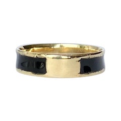 Victorian 9 Carat Gold and Black Enamel Mourning Ring