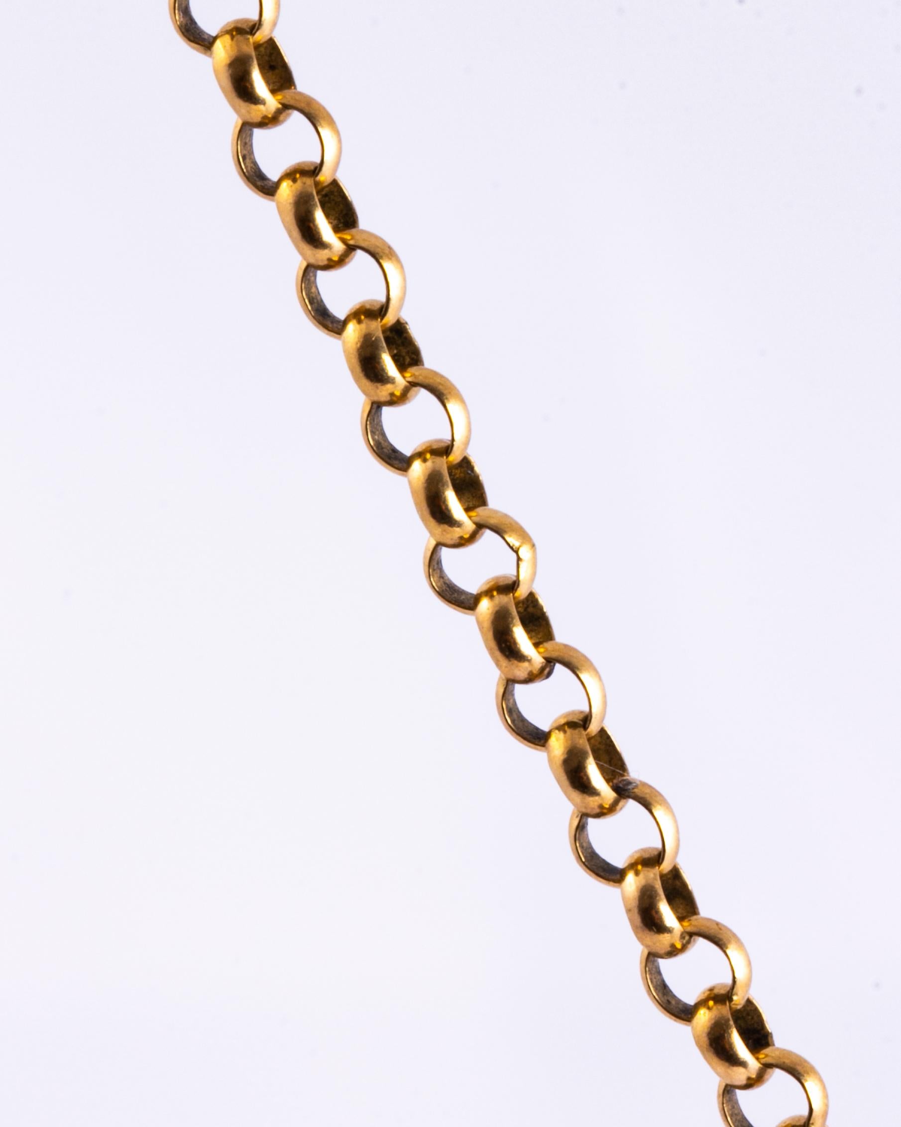 viktorianische 9 Karat Gold Gürtelkette Halskette im Zustand „Gut“ im Angebot in Chipping Campden, GB