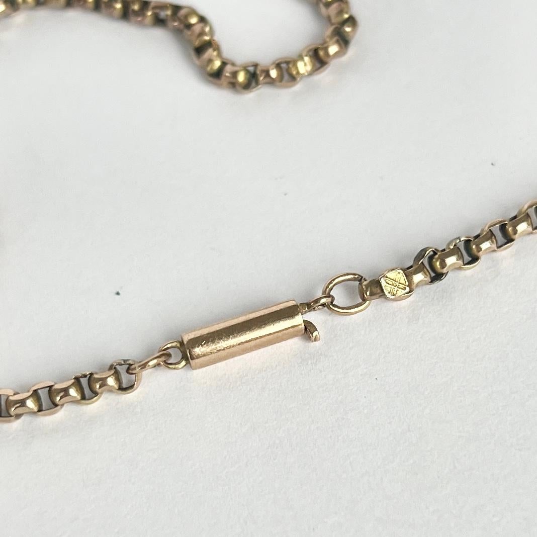 Victorian 9 Carat Gold Belcher Chain Necklace In Good Condition For Sale In Chipping Campden, GB