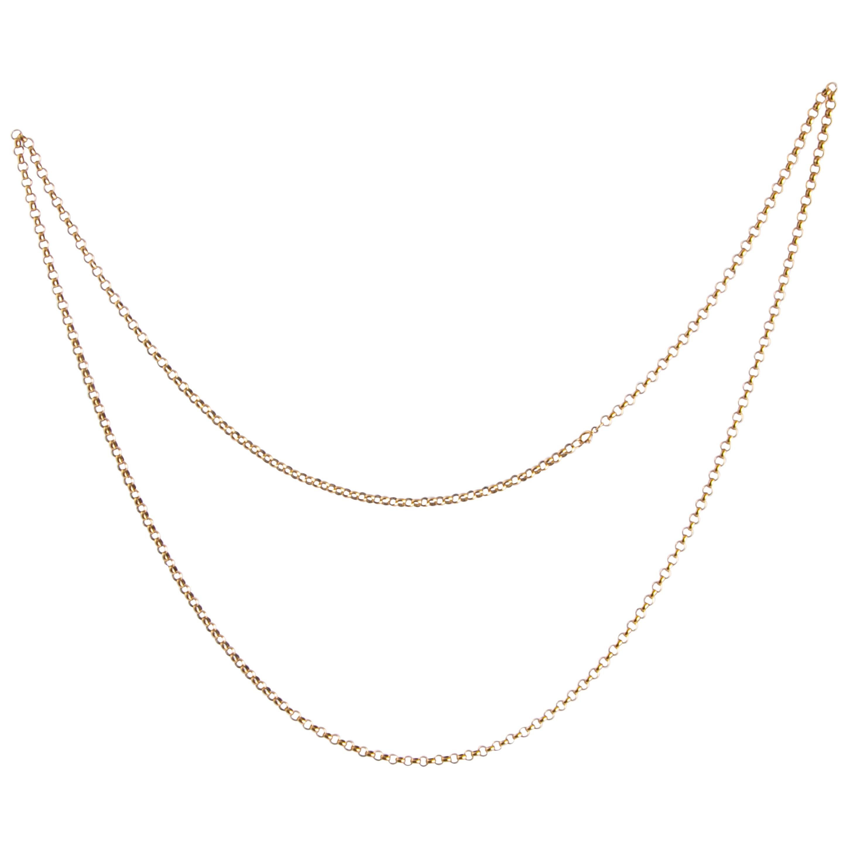viktorianische 9 Karat Gold Gürtelkette Halskette im Angebot