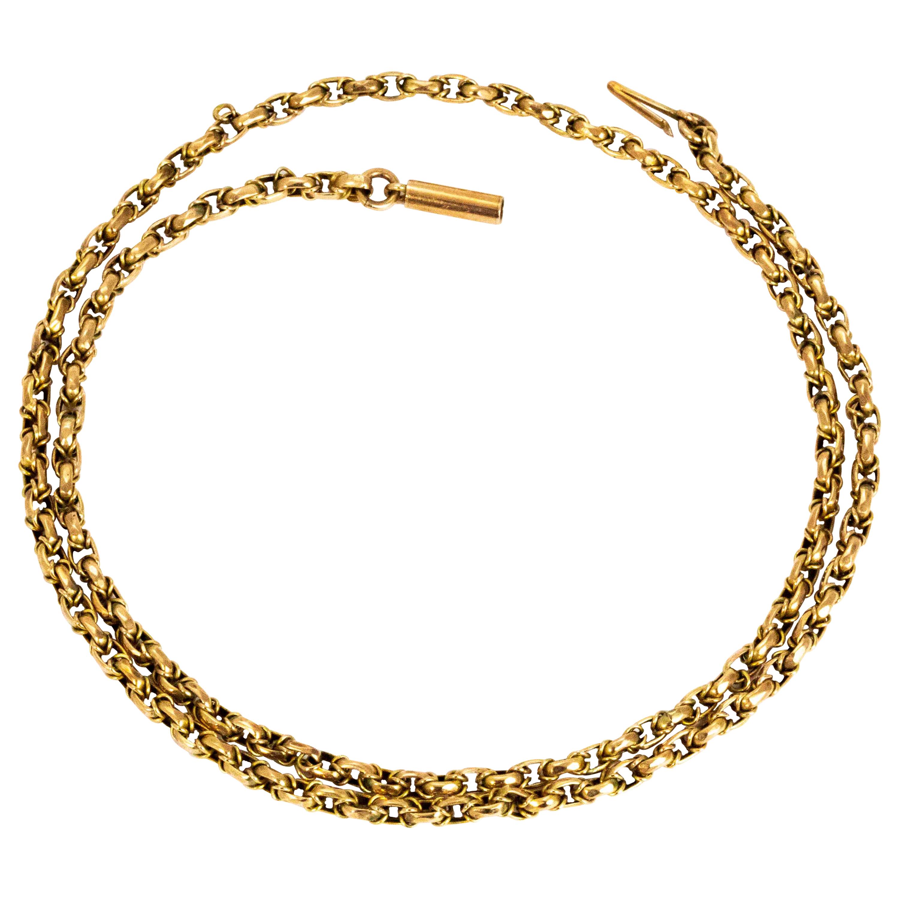 Victorian 9 Carat Gold Belcher Link Chain Necklace