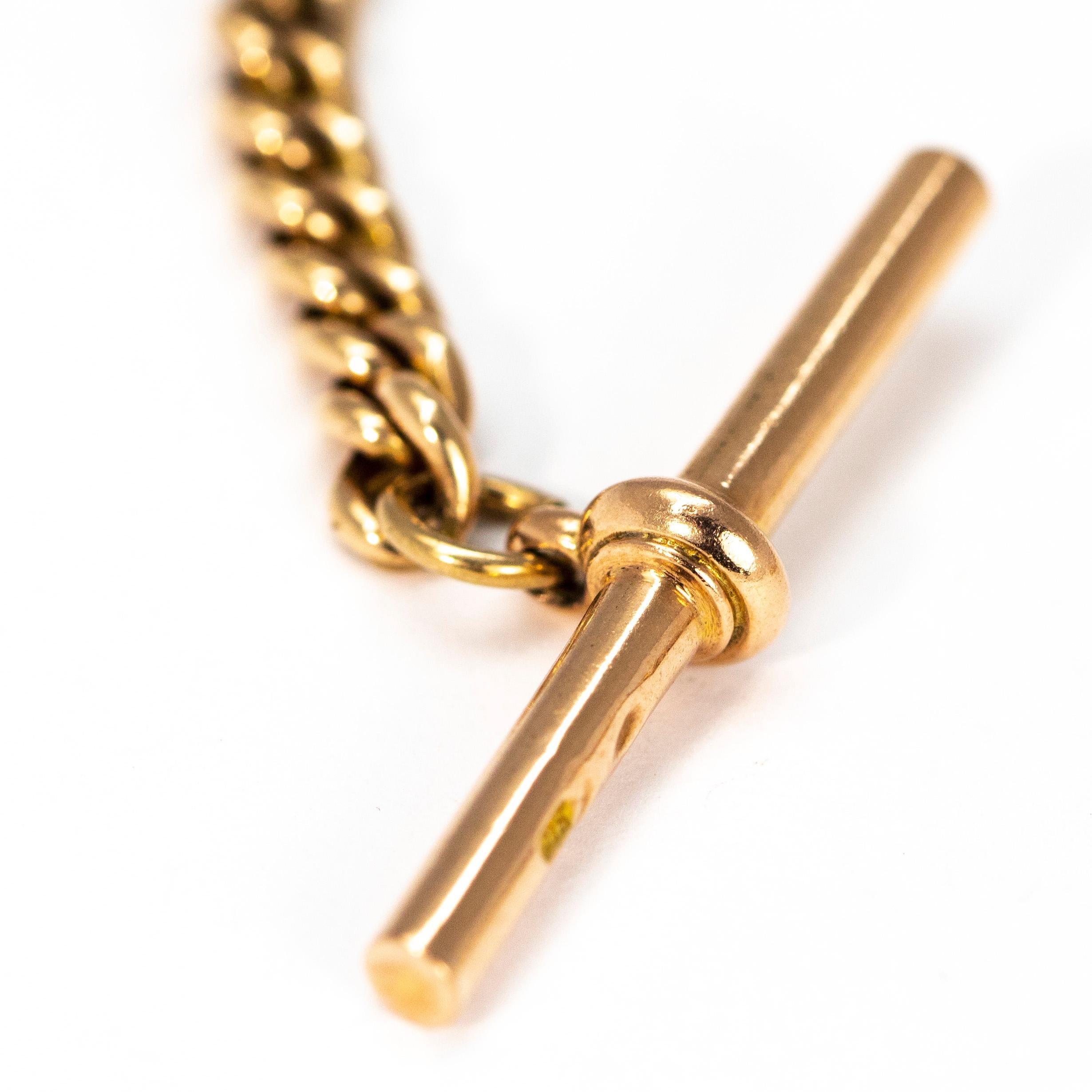 Women's or Men's Victorian 9 Carat Gold Curb Bracelet with T-Bar