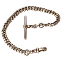 Victorian 9 Carat Gold Curb Bracelet with T-Bar
