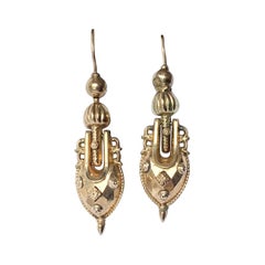 Boucles d'oreilles pendantes victoriennes en or 9 carats