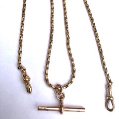Victorian 9 Carat Gold Double Albert Chain with T Bar