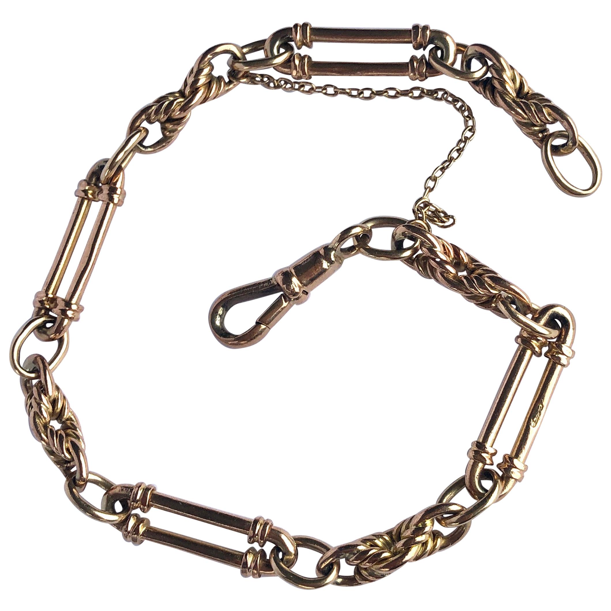 Victorian 9 Carat Gold Fancy Chain Bracelet