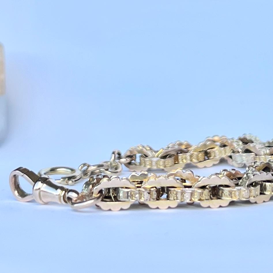 Viktorianisches viktorianisches 9 Karat Gold Fancy Star Kette Armband für Damen oder Herren im Angebot