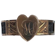 Victorian 9 Carat Gold Heart Mourning Band