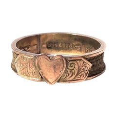 Victorian 9 Carat Gold Heart Mourning Band