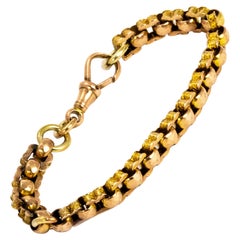 Antique Victorian 9 Carat Gold Link Bracelet With Dog Clip