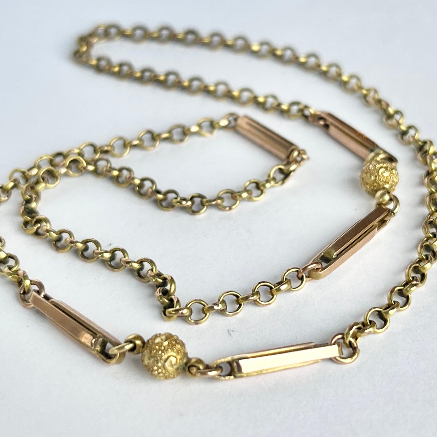 Viktorianische 9 Karat Gold A Link Halskette im Zustand „Gut“ im Angebot in Chipping Campden, GB