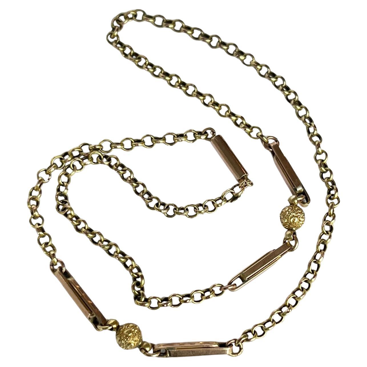 Viktorianische 9 Karat Gold A Link Halskette im Angebot