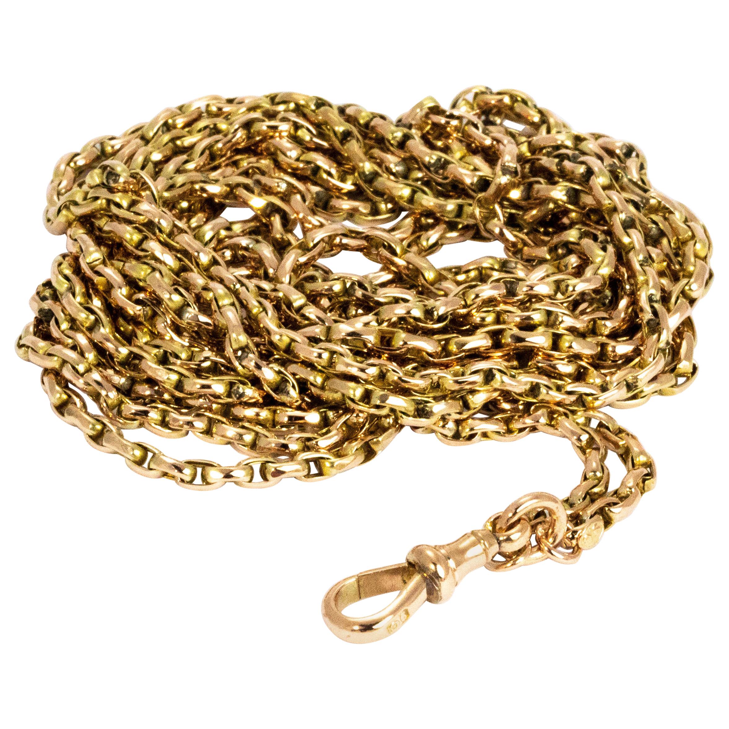 Carat Gold Longuard Chain with Dog Clip 